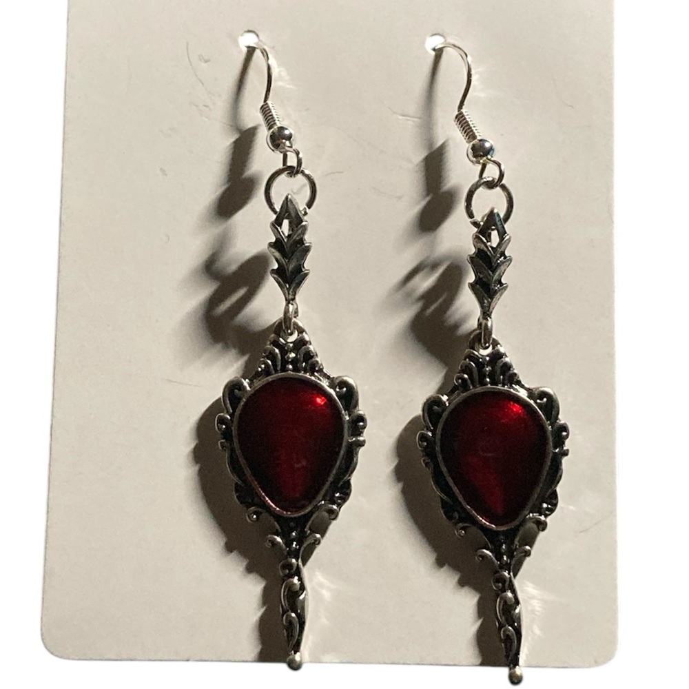 Elegant Red and Silver Dangle Earrings